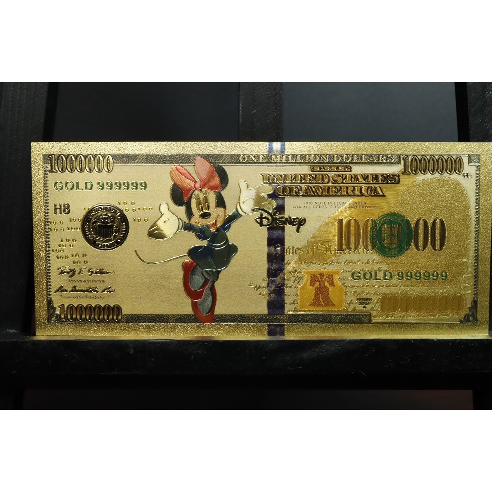 Disney Minnie Mouse collectible 24k gold foil $1,000,000 banknote bill